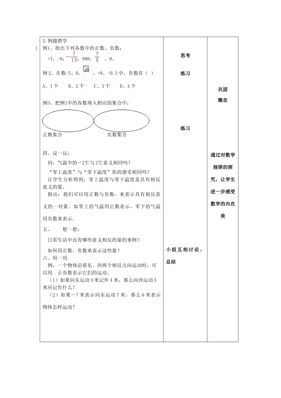 七年级数学上册 第2章 有理数 2.1 比0小的数教案1 苏科版-苏科版初中七年级上册数学教案_第3页
