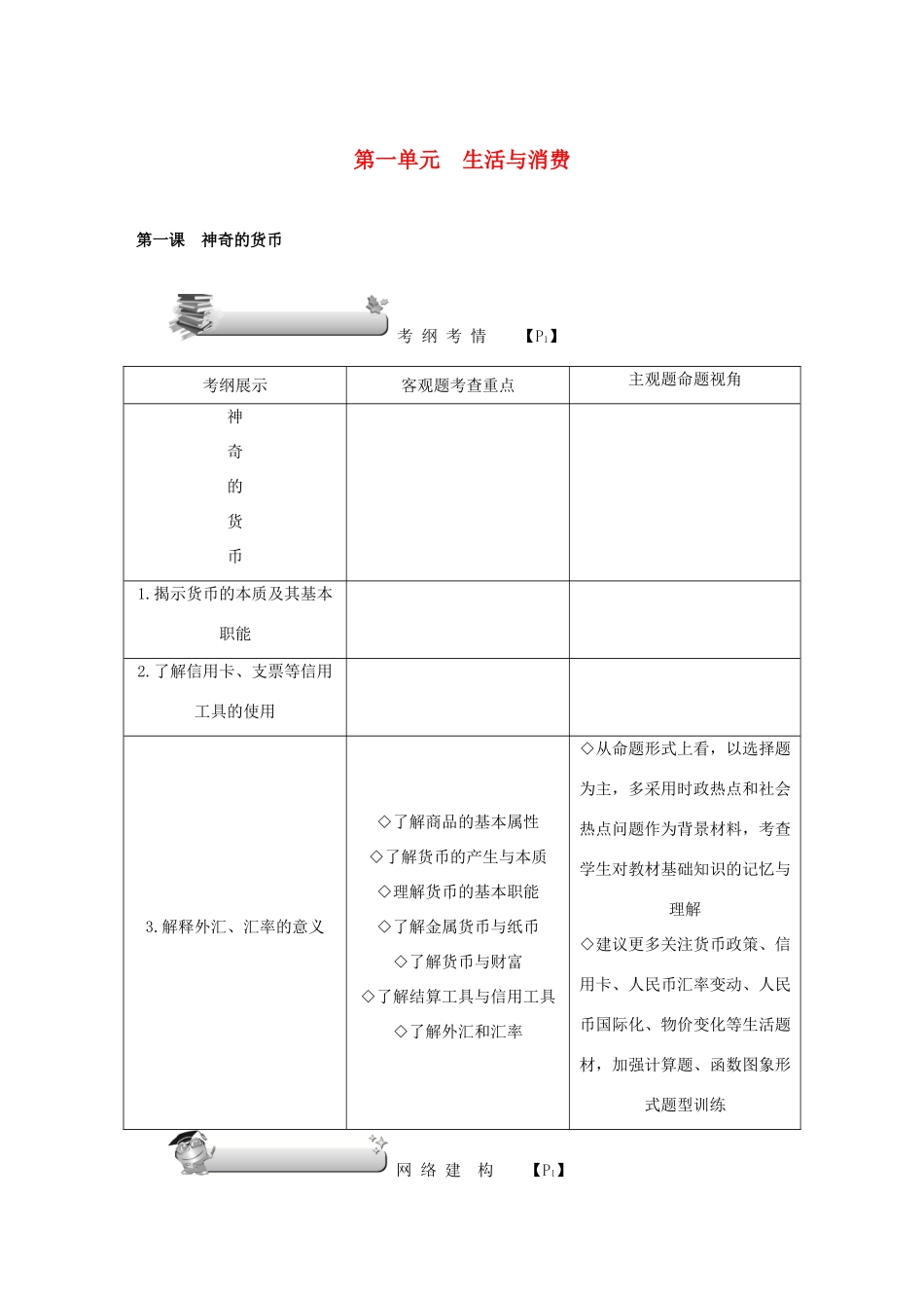（新课标）高考政治第一轮总复习 讲义 新人教版-新人教版高三全册政治教案_第1页