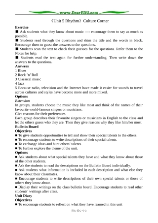 北师版英语必修2 Unit 5 Rhythm Culture Corner