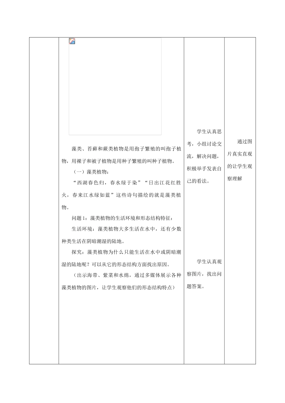 七年级生物上册 2.1.1《绿色植物的主要类群》第一课时教案 （新版）济南版-（新版）济南版初中七年级上册生物教案_第3页