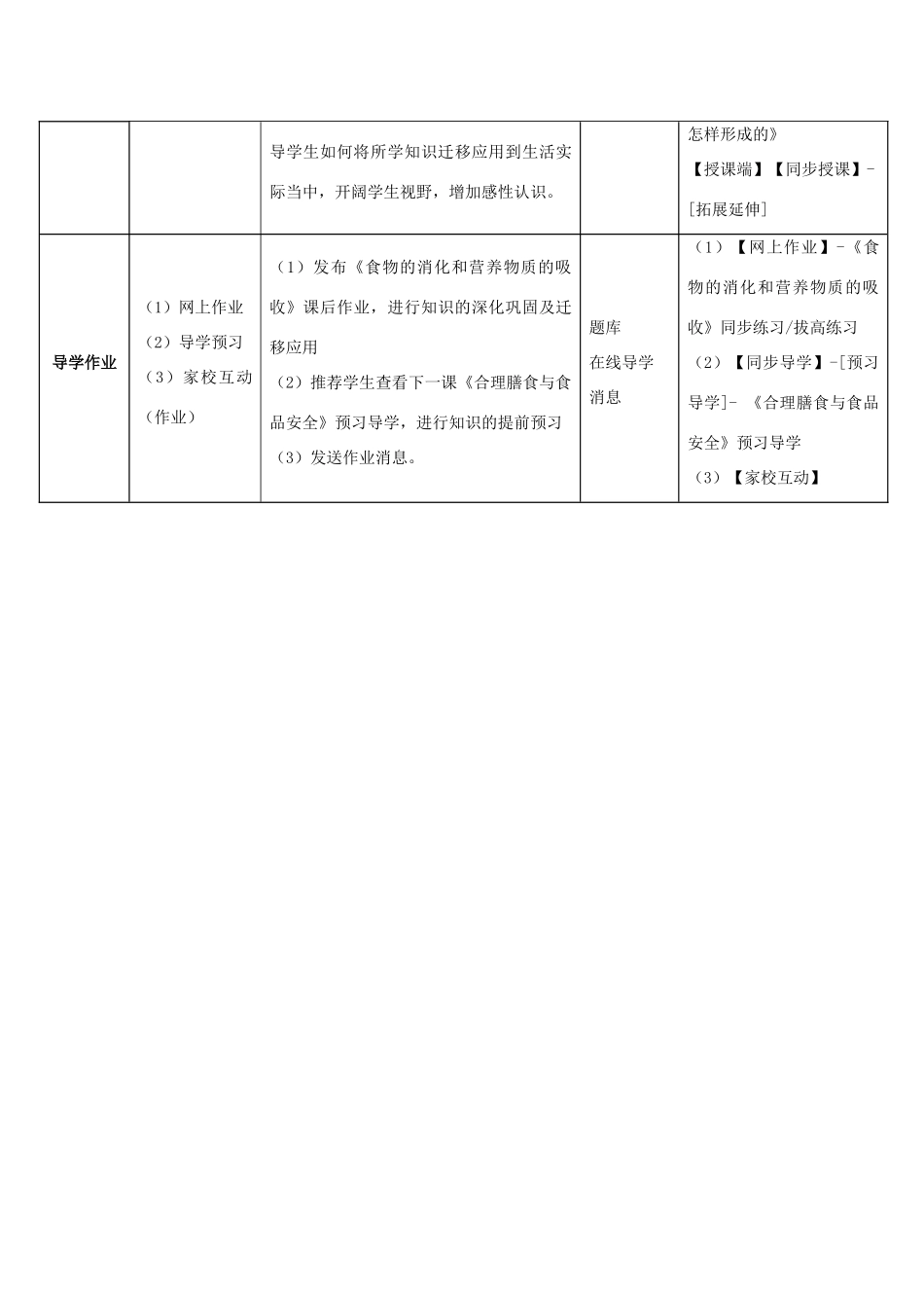 七年级生物下册 第8章 第2节《食物的消化和营养物质的吸收》教师教学应用指导 北师大版_第3页