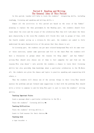 高中英语 Unit 2 The United Kingdom Period 6 优秀教案 新人教版必修5