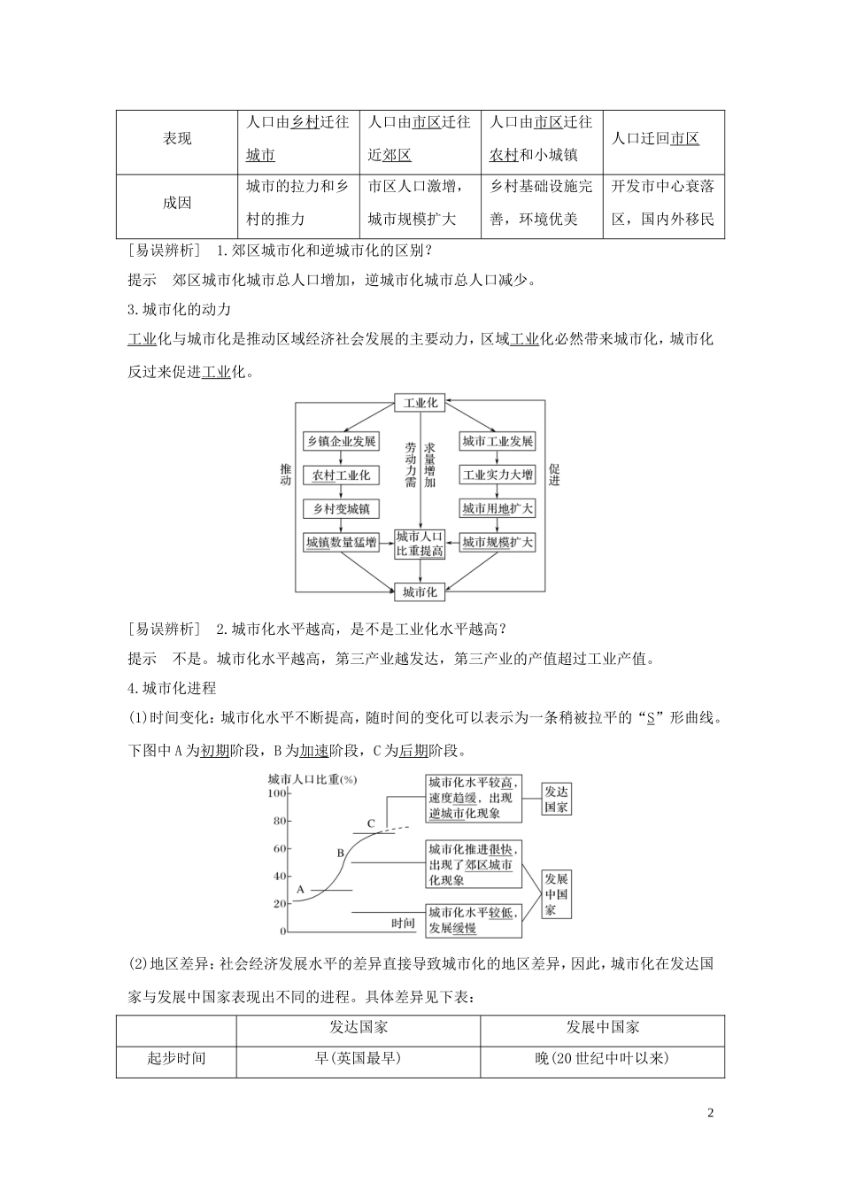（四川专用）高考地理一轮复习 第八单元 城市与地理环境 第23讲 城市化及影响教案（含解析）新人教版-新人教版高三全册地理教案_第2页
