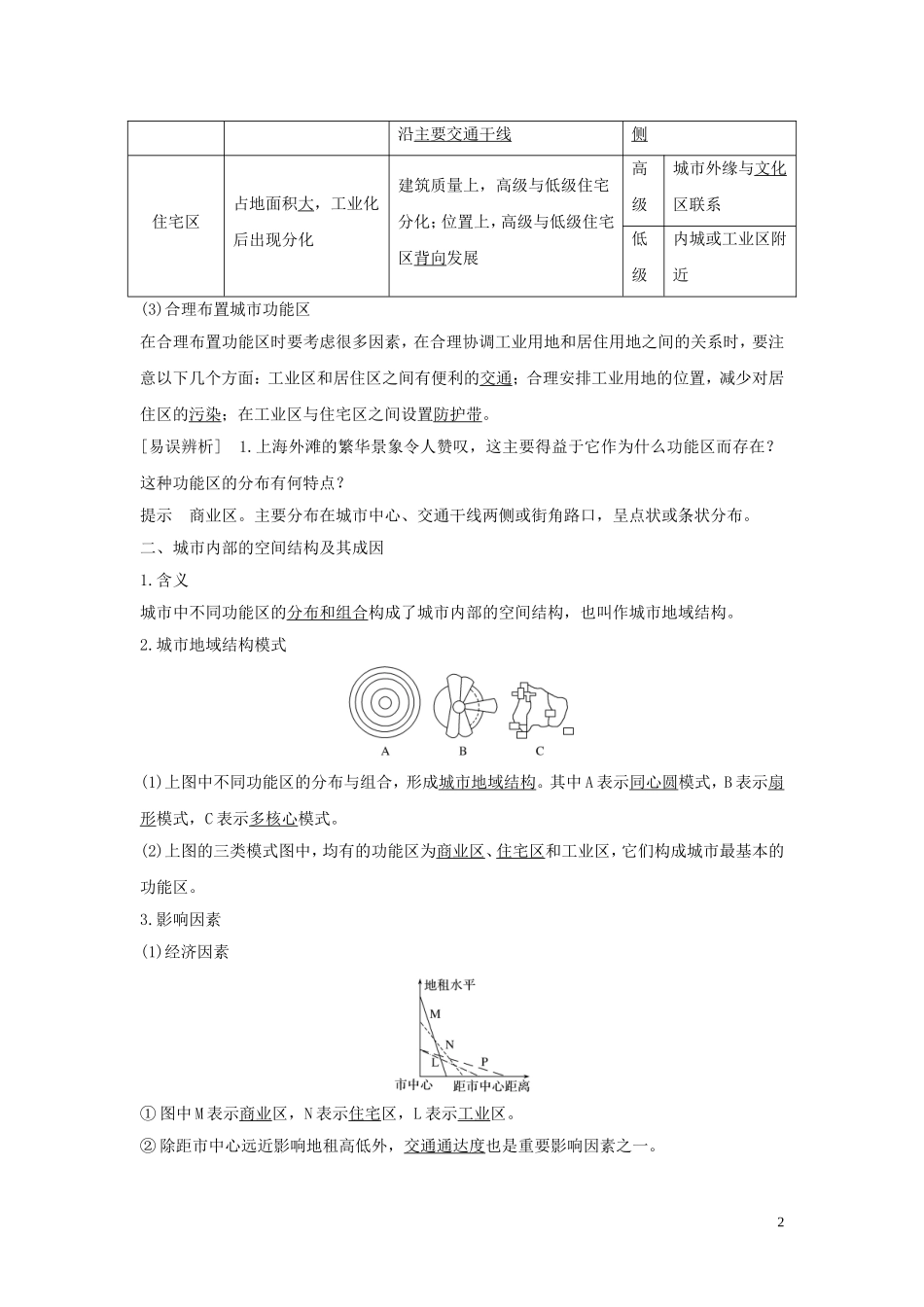 （四川专用）高考地理一轮复习 第八单元 城市与地理环境 第22进 城市空间结构教案（含解析）新人教版-新人教版高三全册地理教案_第2页
