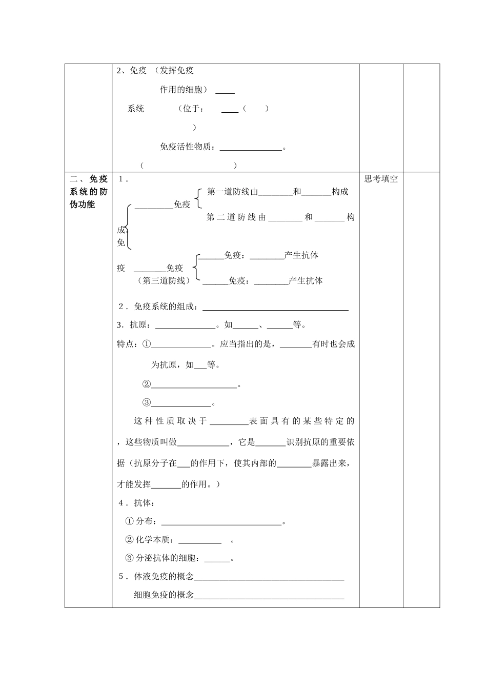 高中生物第二章第4节 免疫调节教案新人教版必修3_第2页