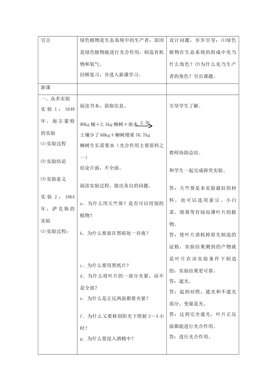 七年级生物上册 第4章 第1节 有机物从哪里来教案 苏科版-苏科版初中七年级上册生物教案_第2页
