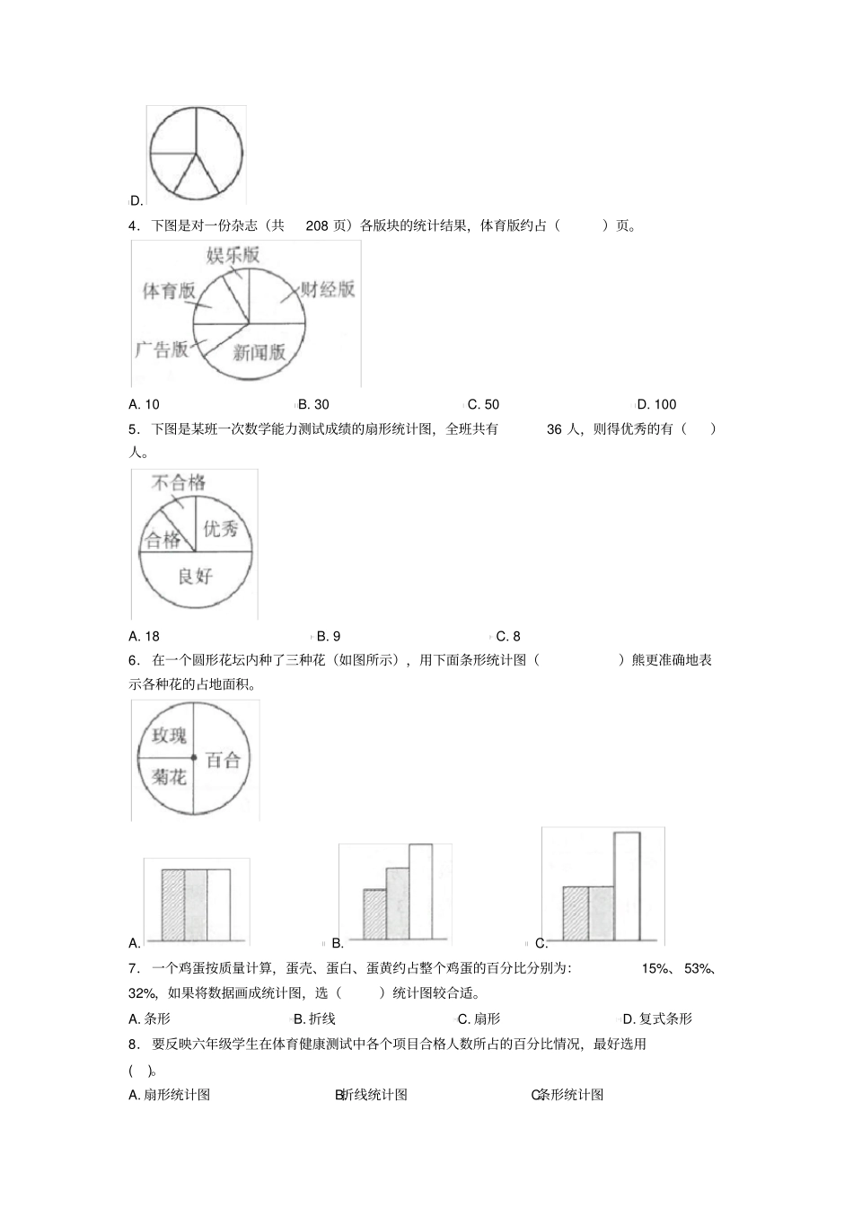 (易错题)最新人教版小学数学六年级上册第七单元扇形统计图测试题(含答案解析)_第2页