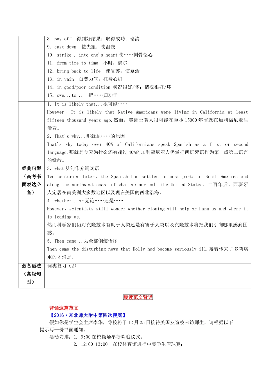 （讲练测）高考英语一轮复习 Unit 1-2（讲）新人教版选修8-新人教版高三选修8英语教案_第3页