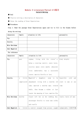 高中英语 Module 3 Literature-Period 4-5练习 外研版选修7