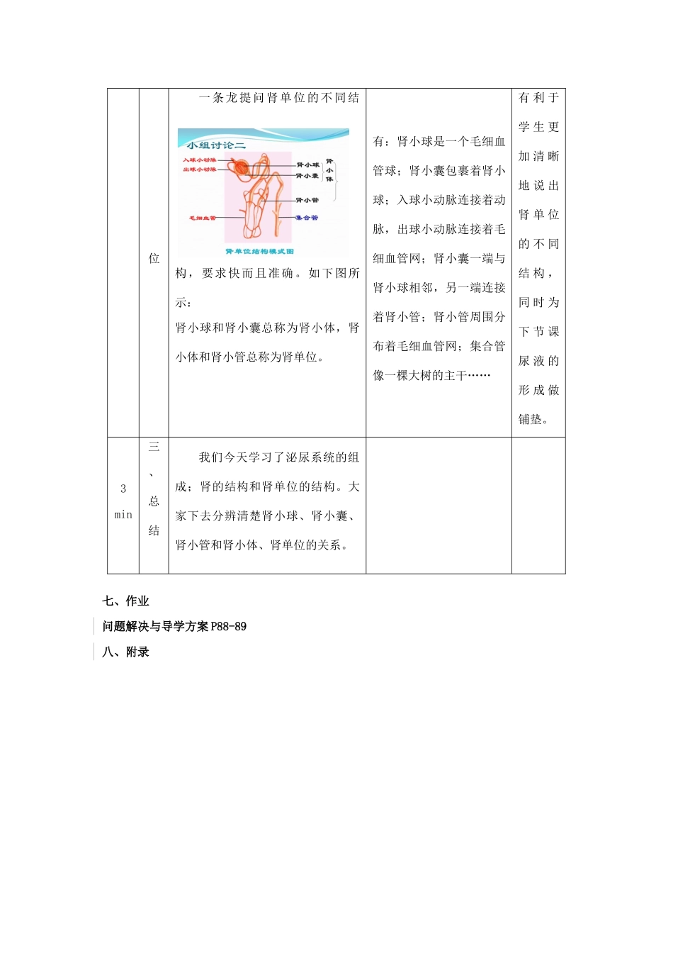 秋七年级生物下册 11.1 泌尿系统的组成教学设计 （新版）苏教版-（新版）苏教版初中七年级下册生物教案_第3页