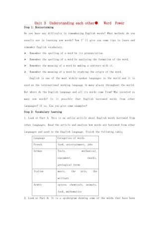 高中英语 Unit 3《Understanding each other-Word power》教案2 牛津译林版选修6