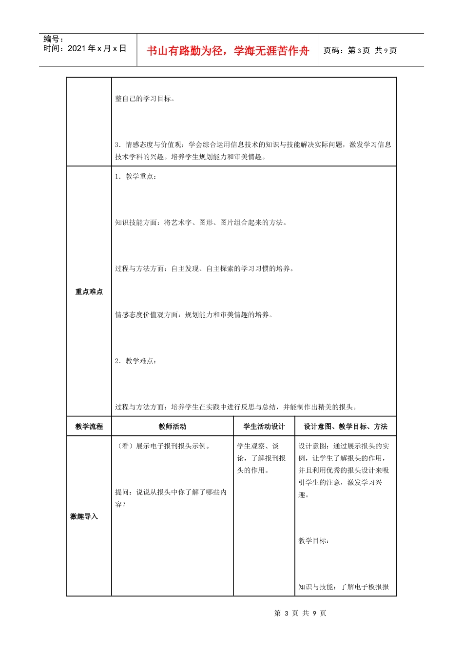 《电子文档设计——报头的设计》教学设计_第3页