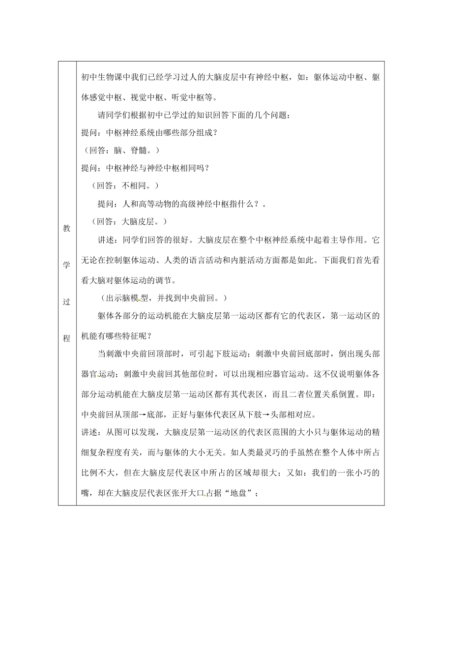 高中生物：1.3.3《人脑的高级功能》教案（1）（中图版必修3）_第2页