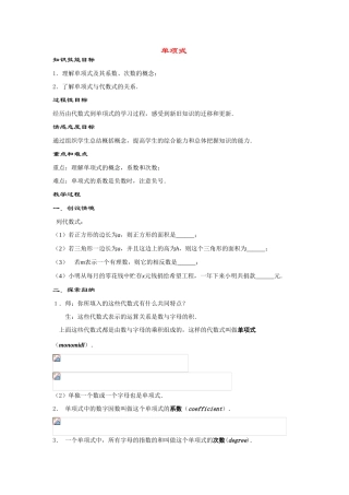 七年级数学上册3.3.1--单项式教案华东师大版