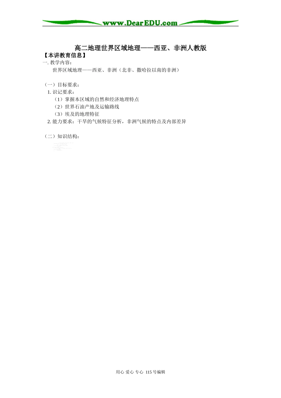 高二地理世界区域地理——西亚、非洲人教版知识精讲_第1页