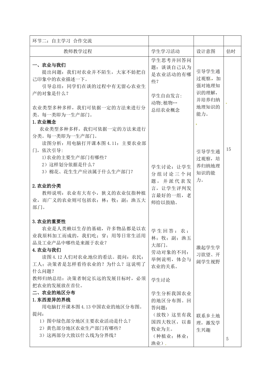 山东省临沭县第三初级中学八年级地理上册《4.2因地制宜发展农业》教案_第2页