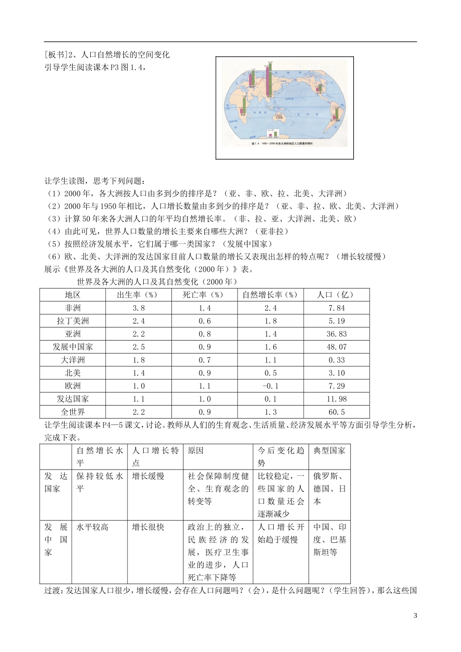高中地理 1.1 人口的数量变化教案 新人教版必修2_第3页