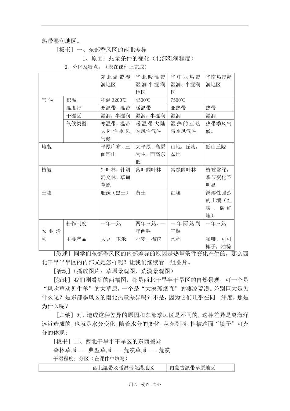 高中地理 1.2《三大自然区的内部差异》教案（1） 旧人教版选修2_第2页