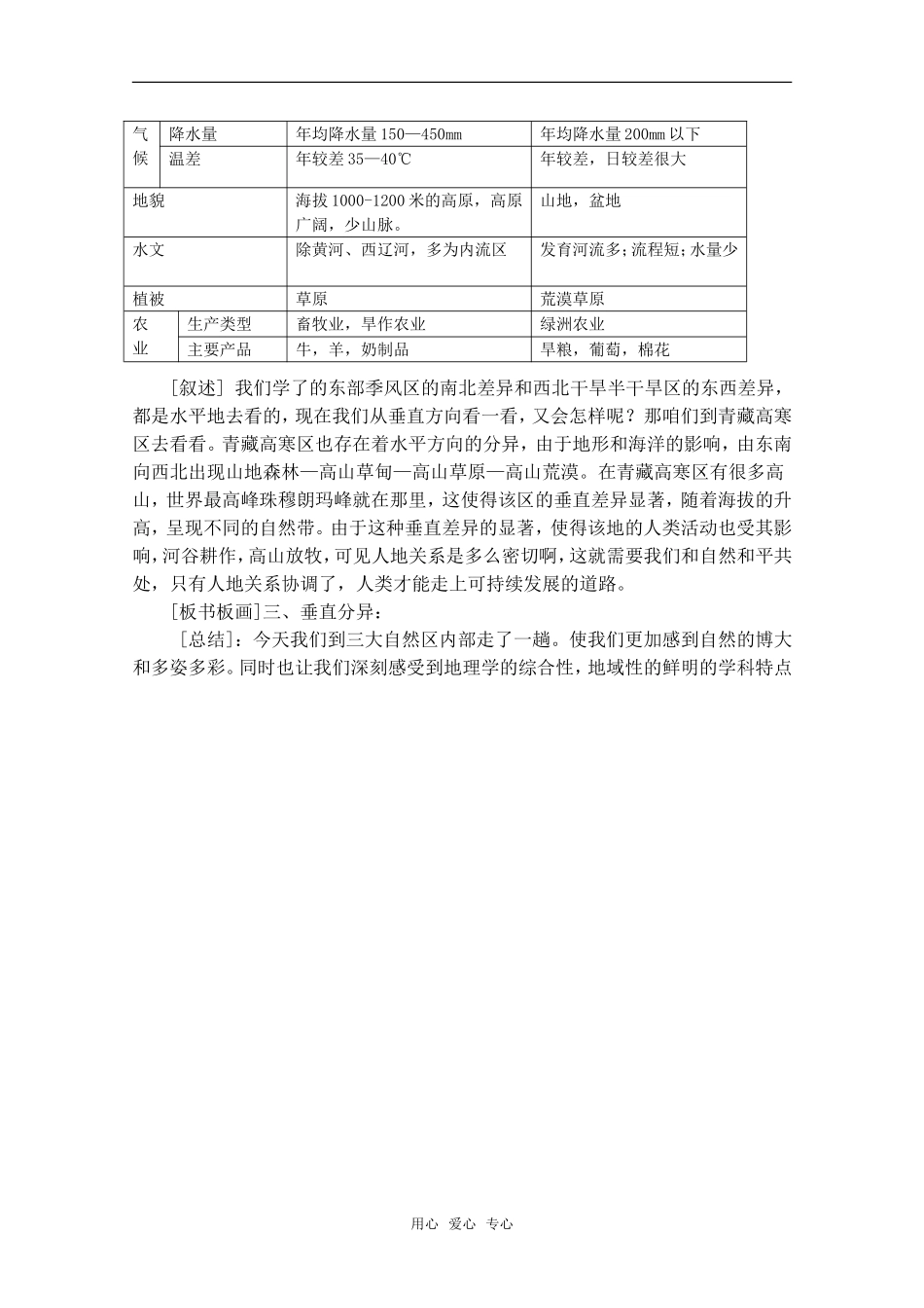 高中地理 1.2《三大自然区的内部差异》教案（1） 旧人教版选修2_第3页