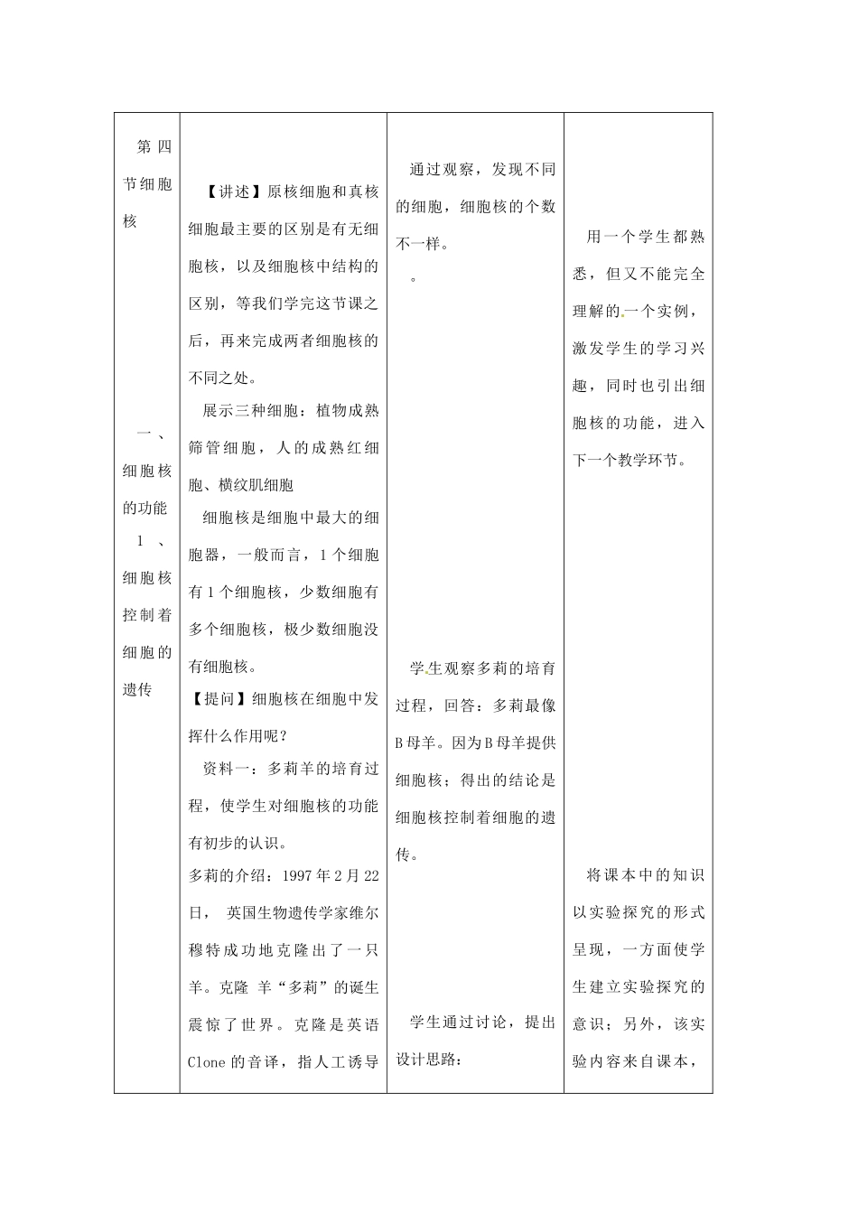 高中生物： 24 细胞核（教案）浙科版必修1_第2页