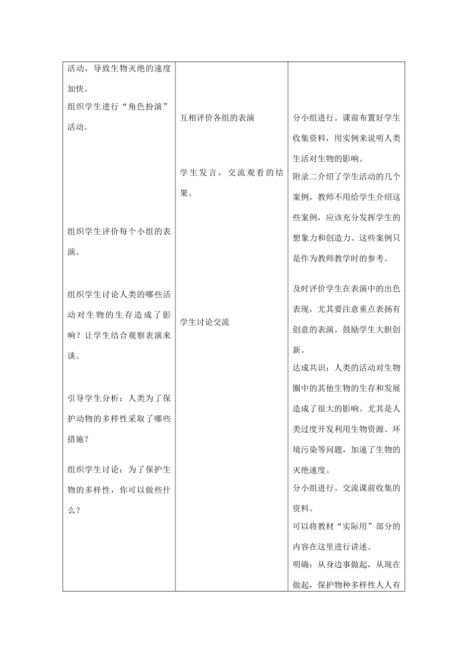 七年级生物上册《4.3 保护物种多样性》教案2 翼教版_第3页