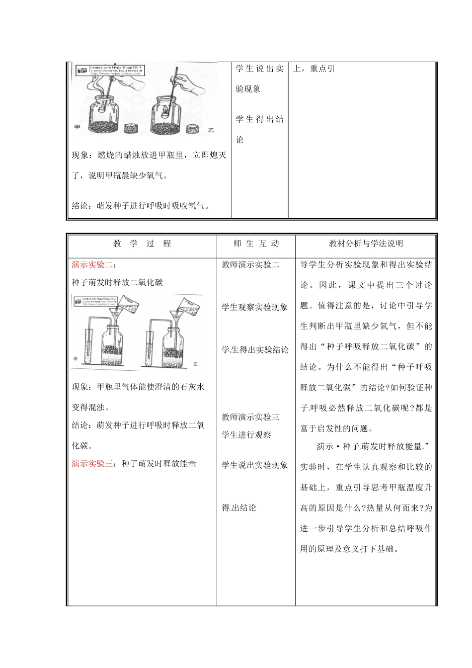 七年级生物上册 第三单元《生物圈中的绿色植物》第5章 绿色开花植物的生活方式 5.2 呼吸作用教案 （新版）北师大版_第2页