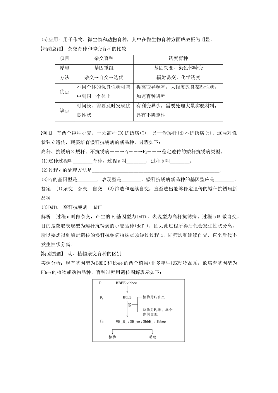 高中生物 第四章 生物的变异 第二节 生物变异在生产上的应用教案 浙科版必修2-浙科版高中必修2生物教案_第2页