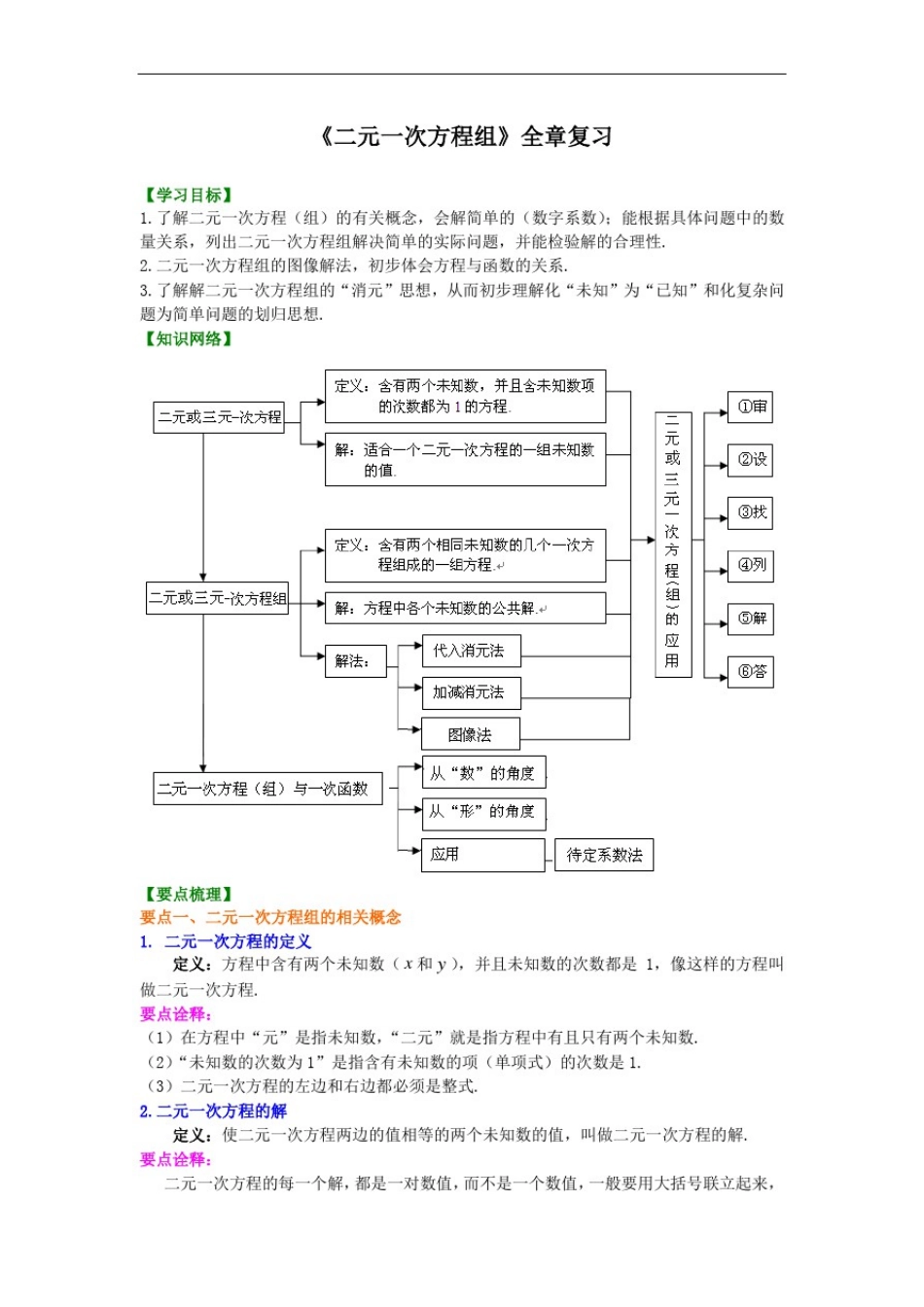 北师大版八上第25讲二元一次方程组复习(提高)_第1页