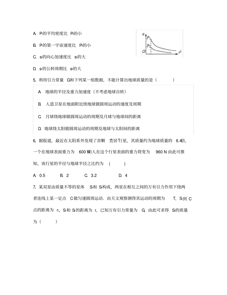 天体运动测试题(一)_第2页