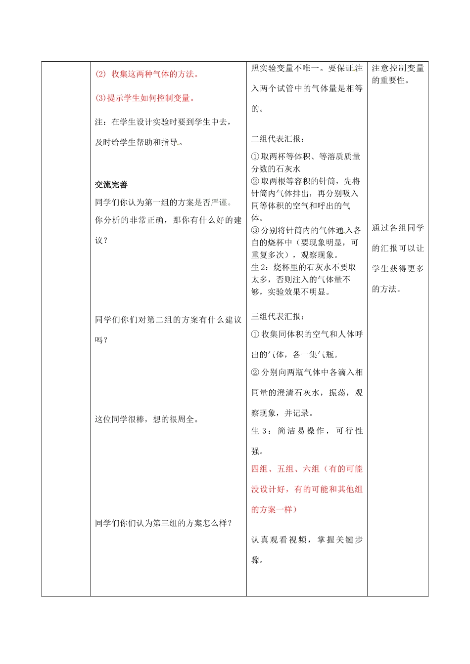 七年级生物下册《探究人体呼出气体与空气的差别》教案 （新版）济南版-（新版）济南版初中七年级下册生物教案_第3页