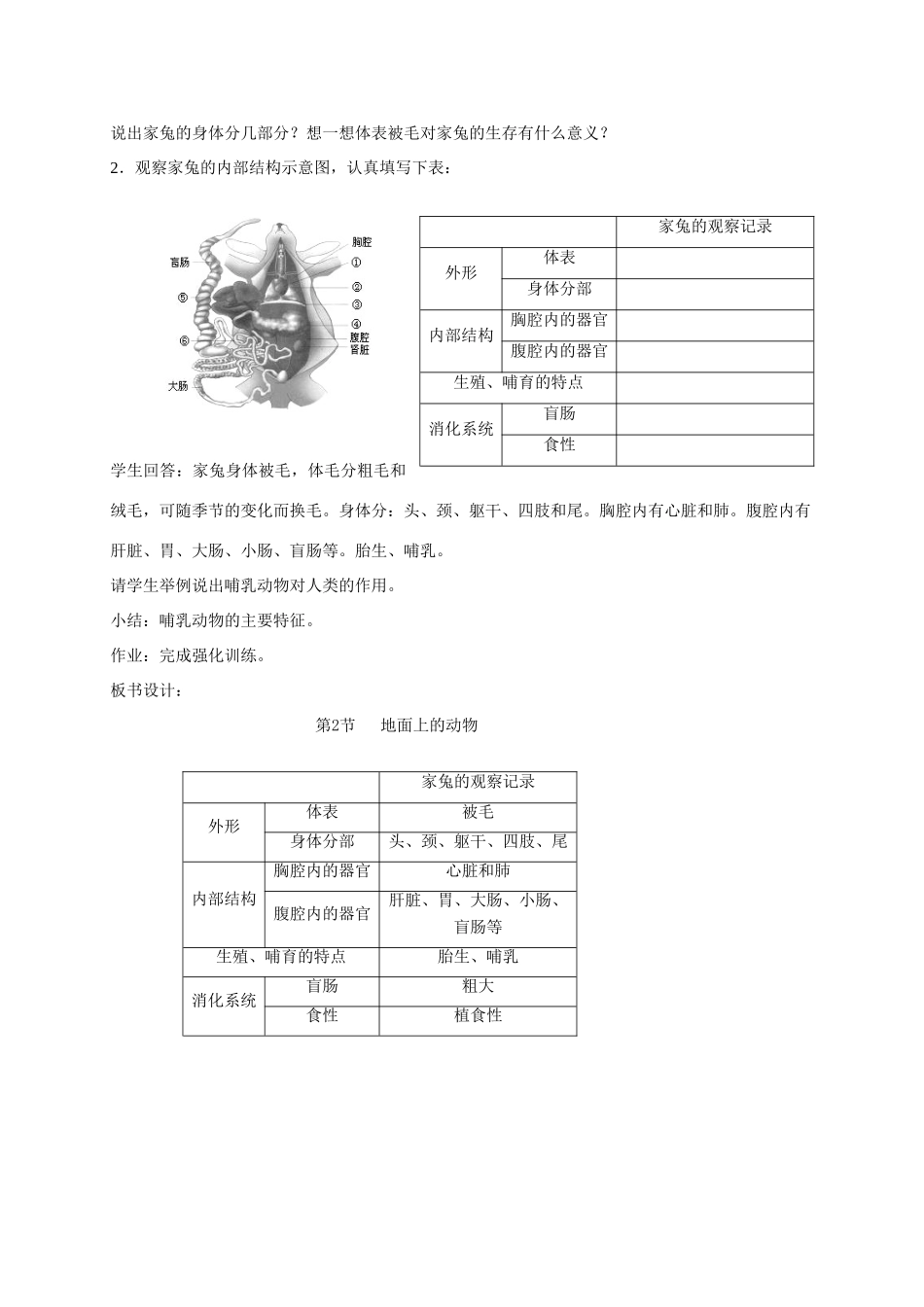 七年级生物下册 第9章 地面上的生物：9-2地面上的动物教案 苏科版_第2页