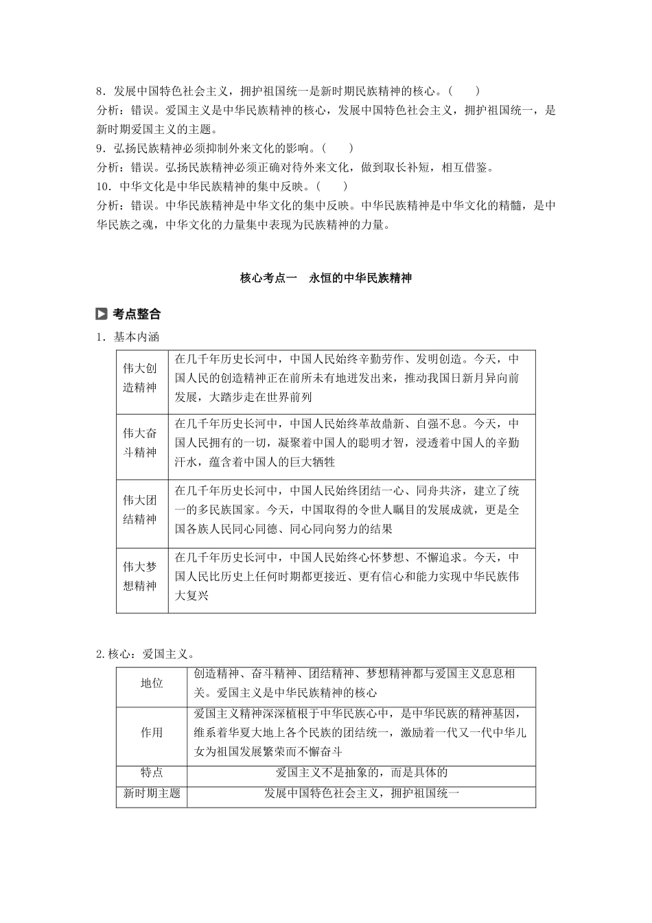 （鲁京津琼专用）高考政治大一轮复习 第十一单元 中华文化与民族精神 第26课 我们的民族精神讲义-人教版高三全册政治教案_第2页