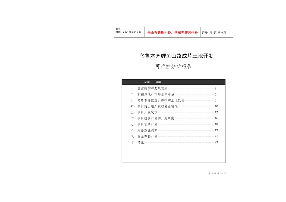 乌鲁木齐土地开发可行性分析报告_第1页