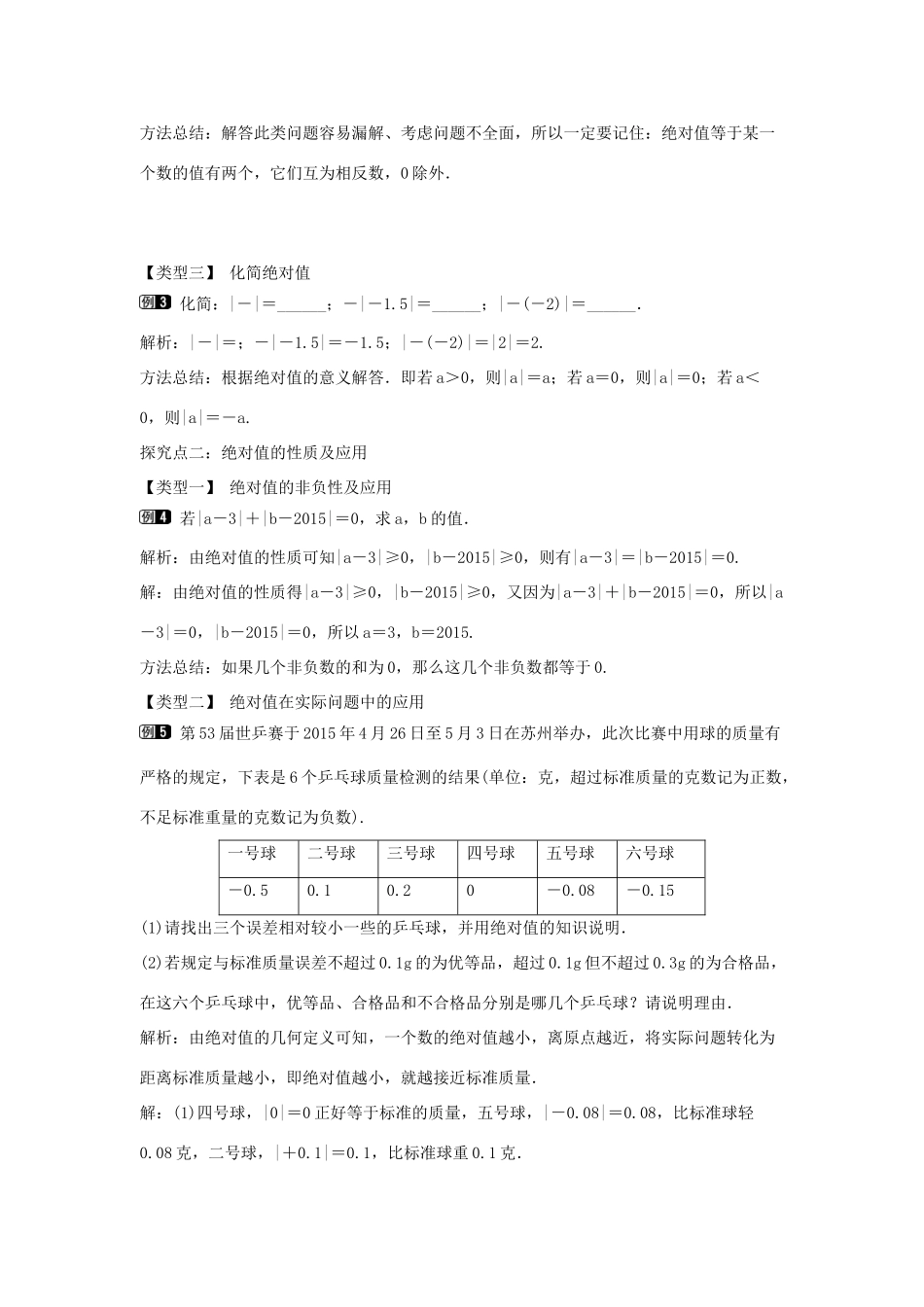 七年级数学上册 第一章 有理数 1.2 有理数 1.2.4 绝对值 第1课时 绝对值教学设计1 （新版）新人教版-（新版）新人教版初中七年级上册数学教案_第2页