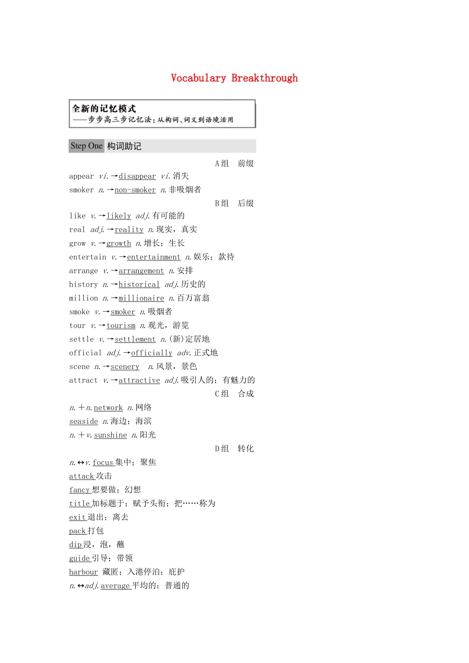 高中英语 Unit 4 Cyberspace Vocabulary Breakthrough讲义 北师大版必修2-北师大版高一必修2英语教案_第1页