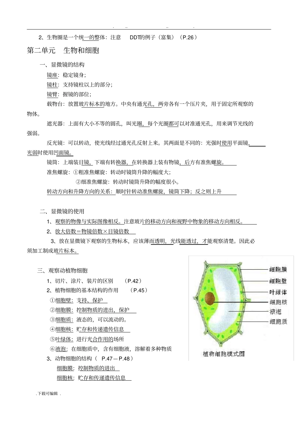 人教版生物七年级(上册)复习资料大全_第3页