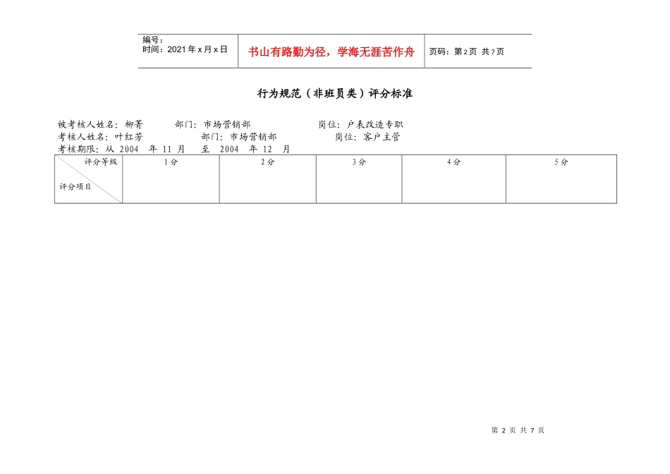 上海市电力公司市区供电公司户表改造专职行为规范考评表_第2页
