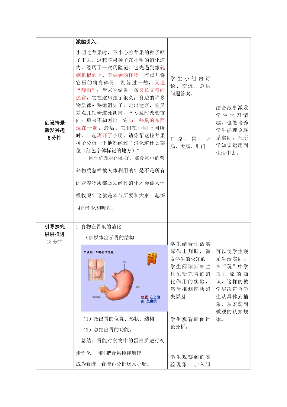 -七年级生物下册 3.1.2 消化和吸收（第2课时）优秀教案 （新版）济南版-（新版）济南版初中七年级下册生物教案_第2页