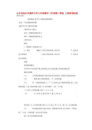山东省临沂凤凰岭中学七年级数学《有理数》教案 人教新课标版