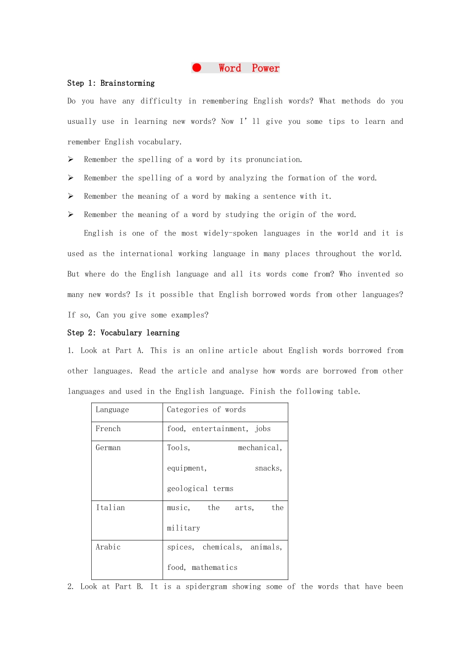 高中英语 Unit 3《understanding each ohter-word power》教案1 牛津译林版选修6_第1页