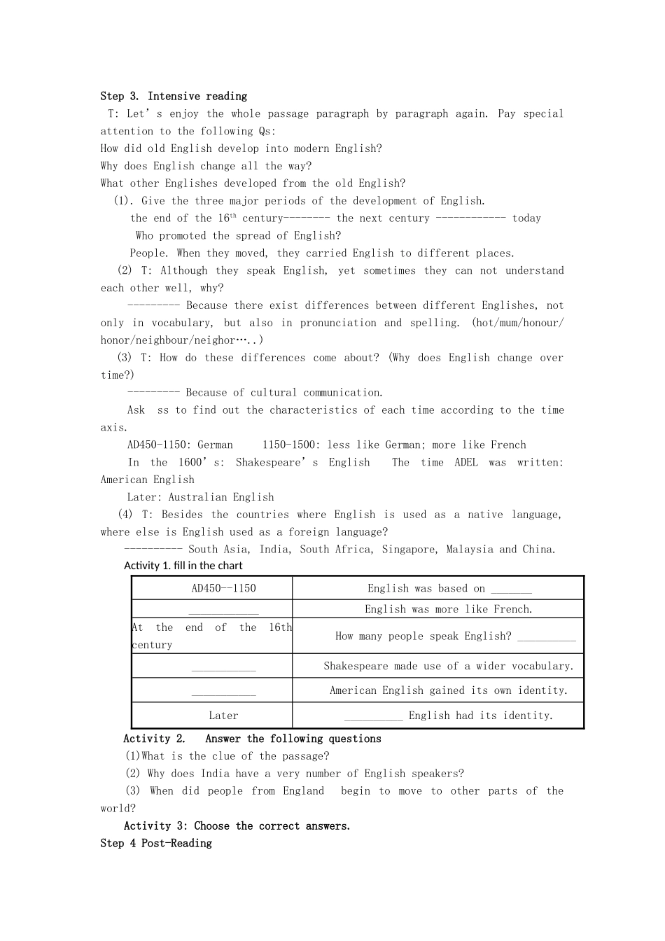 高中英语 UNIT 2 English Around the World教案 新人教版必修1_第3页