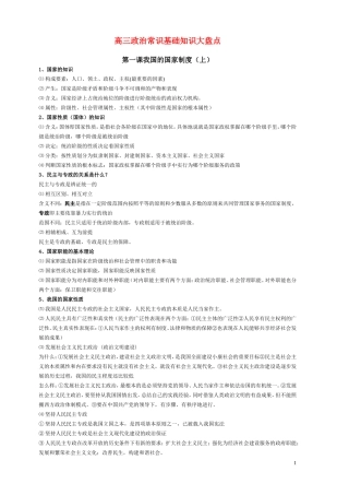 高三政治常识基础知识大盘点（浙江适用）新人教版选修2