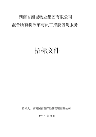 政府采购招标文件-混合所有制改革与员工持股咨询服务.docx