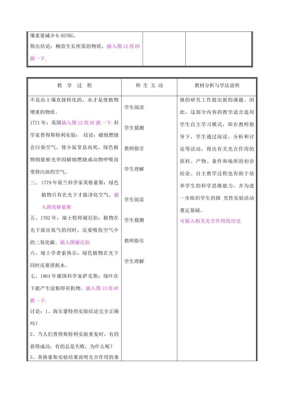七年级生物上册 3.5.1光合作用教案(一） 北师大版_第2页