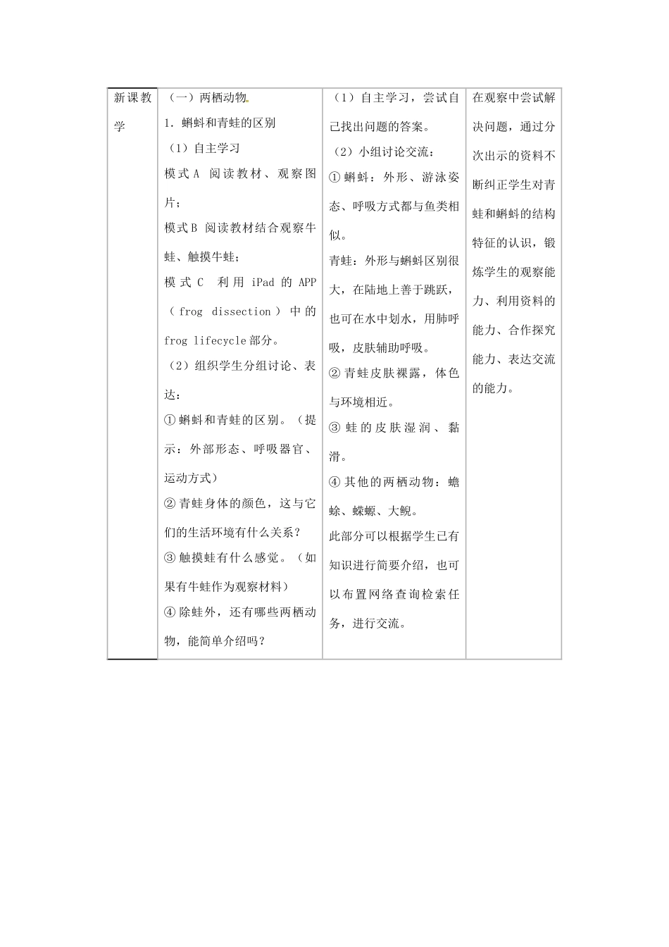 山东省龙口市诸由观镇诸由中学八年级生物上册 1.5 两栖动物和爬行动物教案 （新版）新人教版_第3页