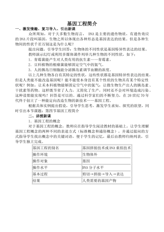 高中生物基因工程简介1旧人教选修