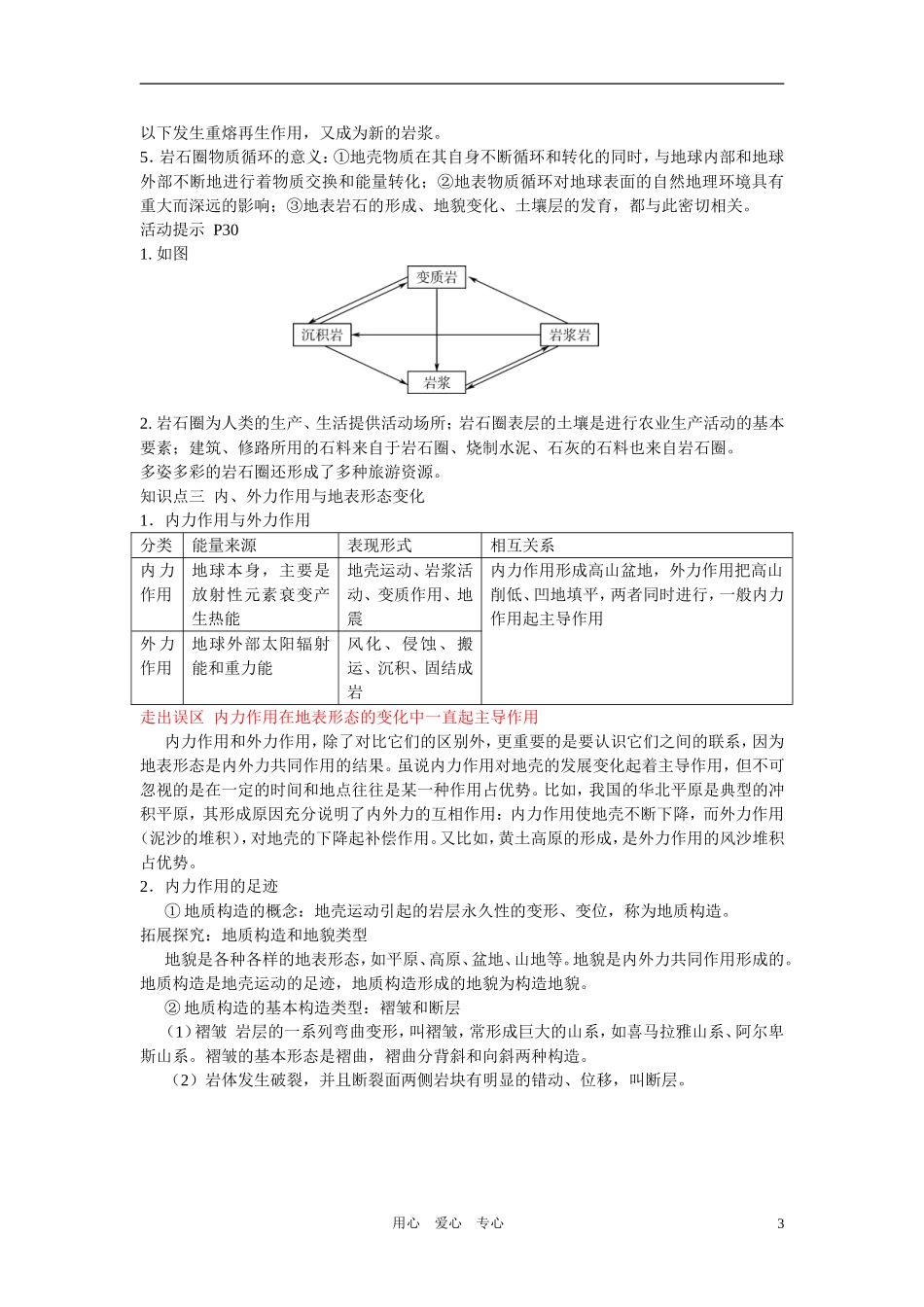 高中地理 第二单元第一节岩石圈和地表形态教案 鲁教版必修1_第3页