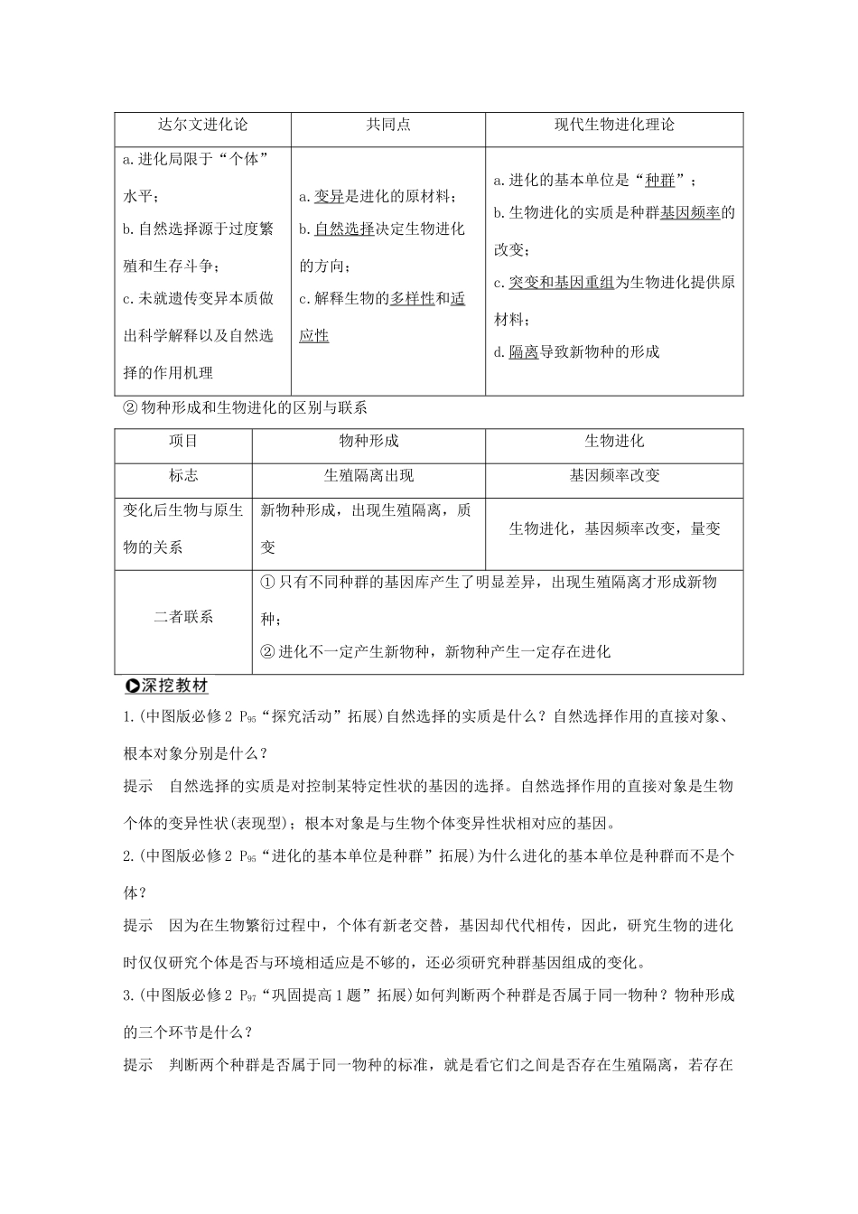 高考生物总复习 第20讲 生物进化理论教案 中图版-中图版高三全册生物教案_第2页