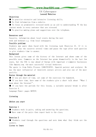 北师版英语必修2U4 Cyberspace--Lesson 2 Websites