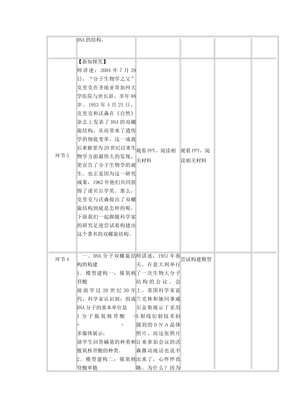 高中生物下学期《DNA的结构》教学设计-人教版高中全册生物教案_第2页